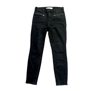 GAP 1969 True Skinny Ankle Black Jeans, Fun Zip Pockets, Womens Size 27 EUC‎